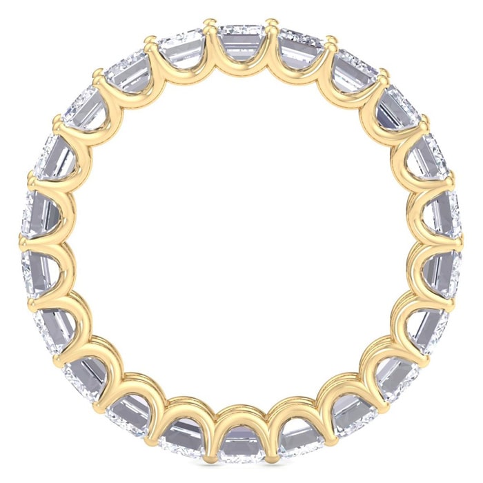 5 1/4 Carat Emerald Cut Lab Grown Diamond Eternity Ring In 14 Karat Yellow Gold, Ring Size 6.5