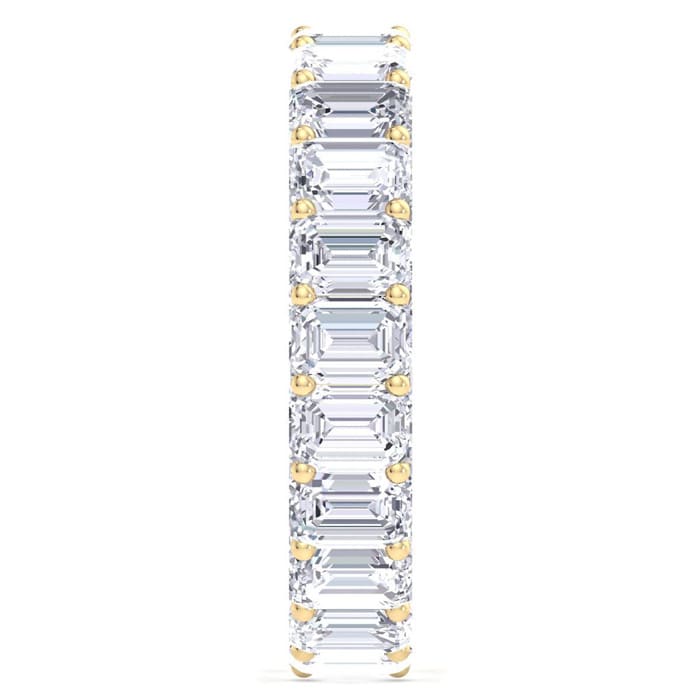 5 1/4 Carat Emerald Cut Lab Grown Diamond Eternity Ring In 14 Karat Yellow Gold, Ring Size 6.5