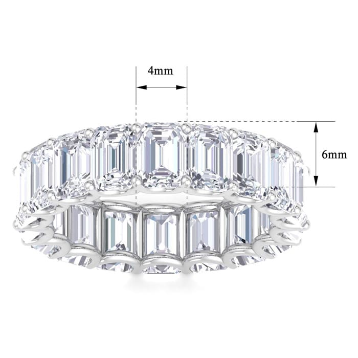8 Carat Emerald Cut Lab Grown Diamond Eternity Ring In 14 Karat White Gold, Ring Size 4