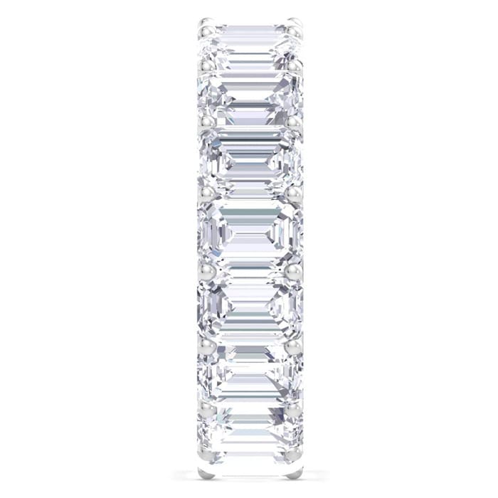 8 1/2 Carat Emerald Cut Lab Grown Diamond Eternity Ring In 14 Karat White Gold, Ring Size 6