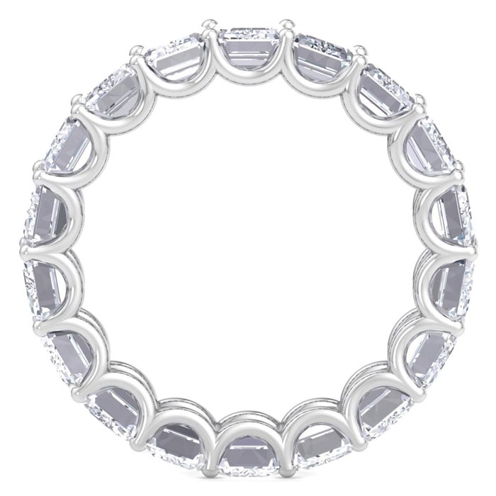 9 Carat Emerald Cut Lab Grown Diamond Eternity Ring In 14 Karat White Gold, Ring Size 7