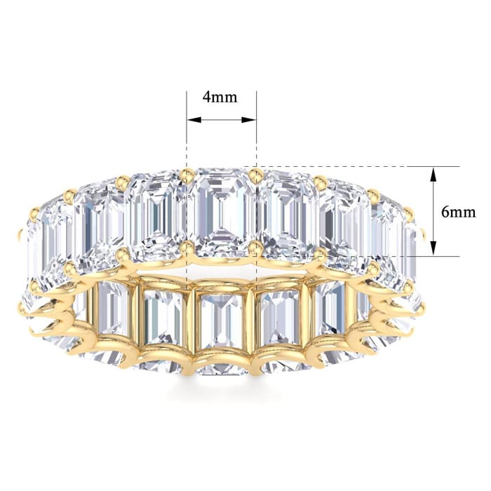 8 Carat Emerald Cut Lab Grown Diamond Eternity Ring In 14 Karat Yellow Gold, Ring Size 4.5