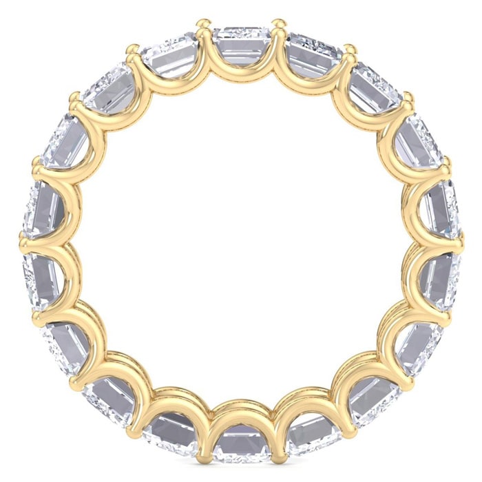 9 Carat Emerald Cut Lab Grown Diamond Eternity Ring In 14 Karat Yellow Gold, Ring Size 7.5