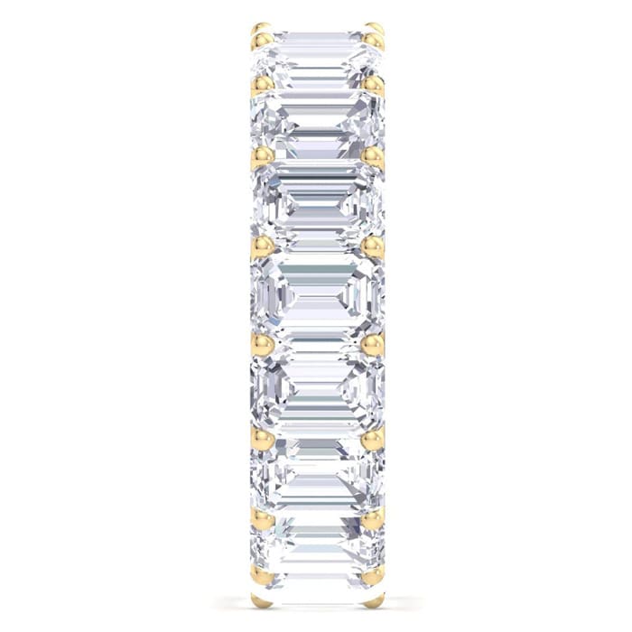 9 Carat Emerald Cut Lab Grown Diamond Eternity Ring In 14 Karat Yellow Gold, Ring Size 7.5