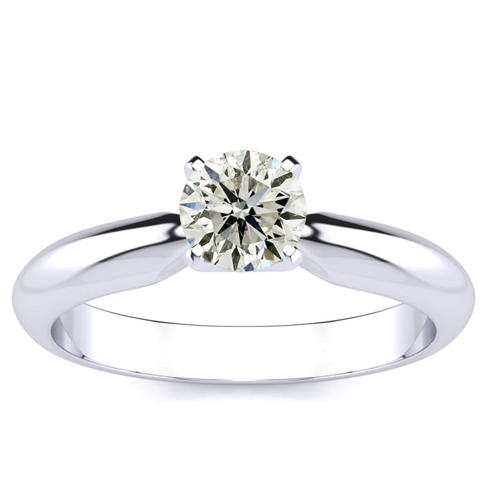 14K White Gold 1/2 Carat Diamond Solitaire Ring