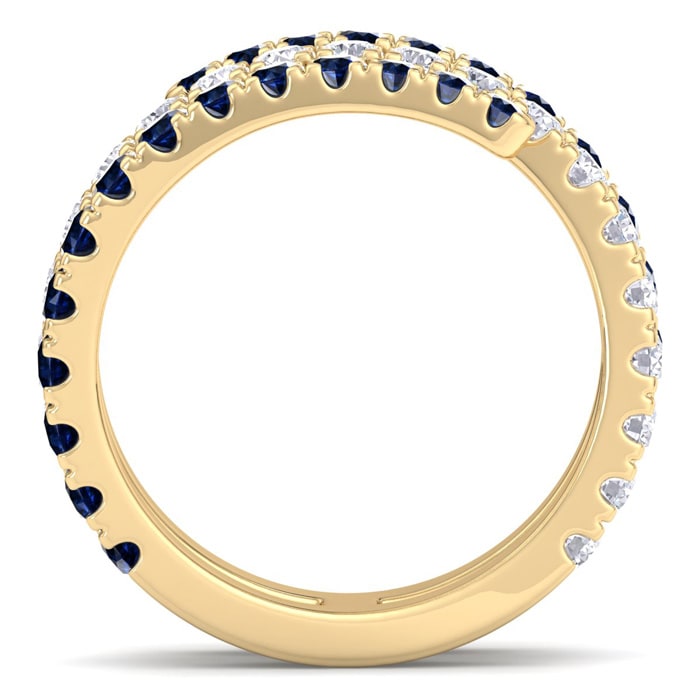 1 1/2 Carat Diamond and Sapphire Wrap Ring In 14 Karat Yellow Gold
