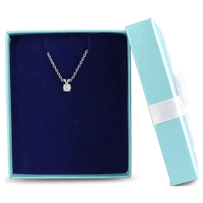 1/4 Carat Moissanite Solitaire Necklace in Sterling Silver, 18 inches