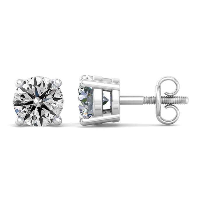 Diamond Stud Earrings in 14kt White Gold 4-Prong Basket H-I, SI2