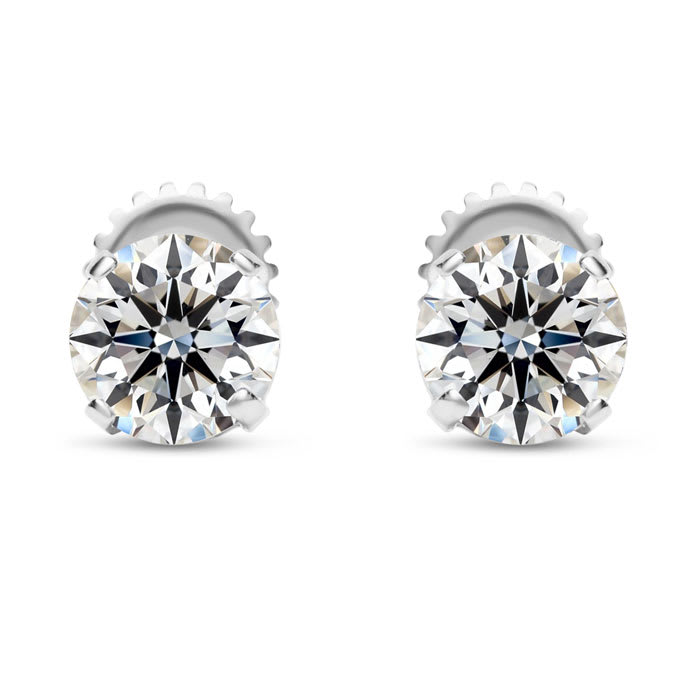 2 Carat Lab Grown Diamond Earrings In 14 Karat White Gold, Basket Setting
