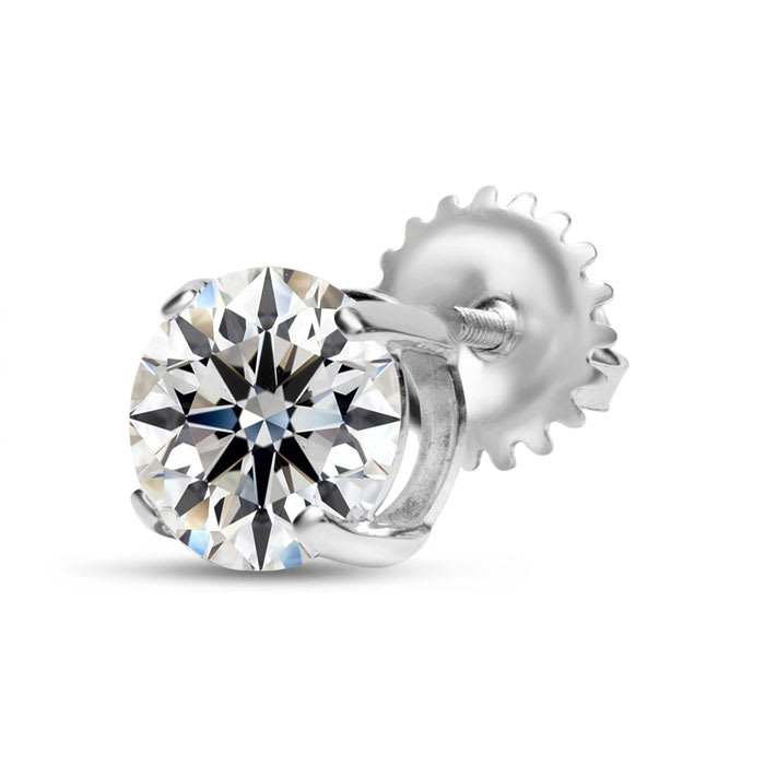 2 Carat Lab Grown Diamond Earrings In 14 Karat White Gold, Basket Setting