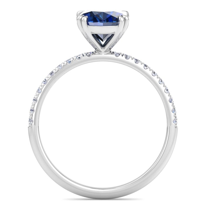 2 1/5 Carat Lab Grown Diamond and Sapphire Engagement Ring In 14 Karat White Gold