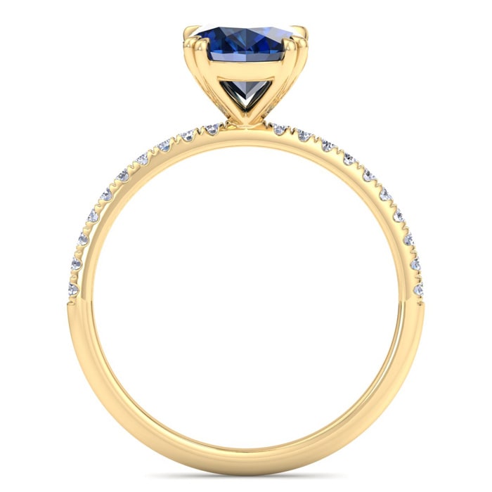 2 1/5 Carat Lab Grown Diamond and Sapphire Engagement Ring In 14 Karat Yellow Gold