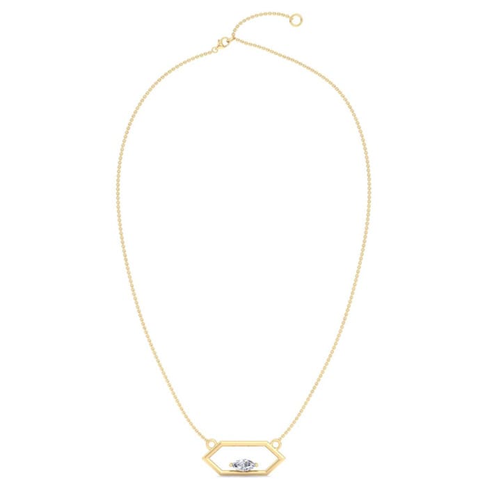1/4 Carat Marquise Shape Lab Grown Diamond Necklace In 14K Yellow Gold