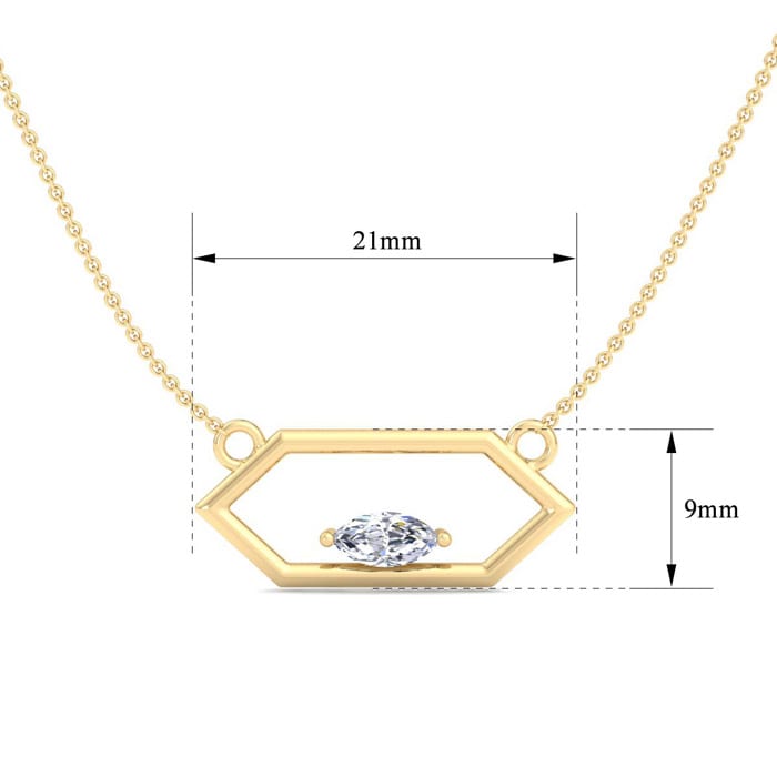 1/4 Carat Marquise Shape Lab Grown Diamond Necklace In 14K Yellow Gold