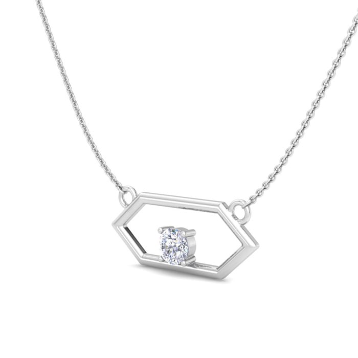 1/4 Carat Round Shape Lab Grown Diamond Necklace In 14K White Gold
