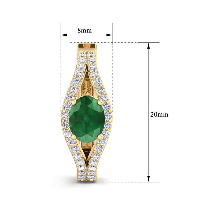 2 1/4 Carat Emerald and Lab Grown Diamond Hoop Earrings In 14 Karat Yellow Gold
