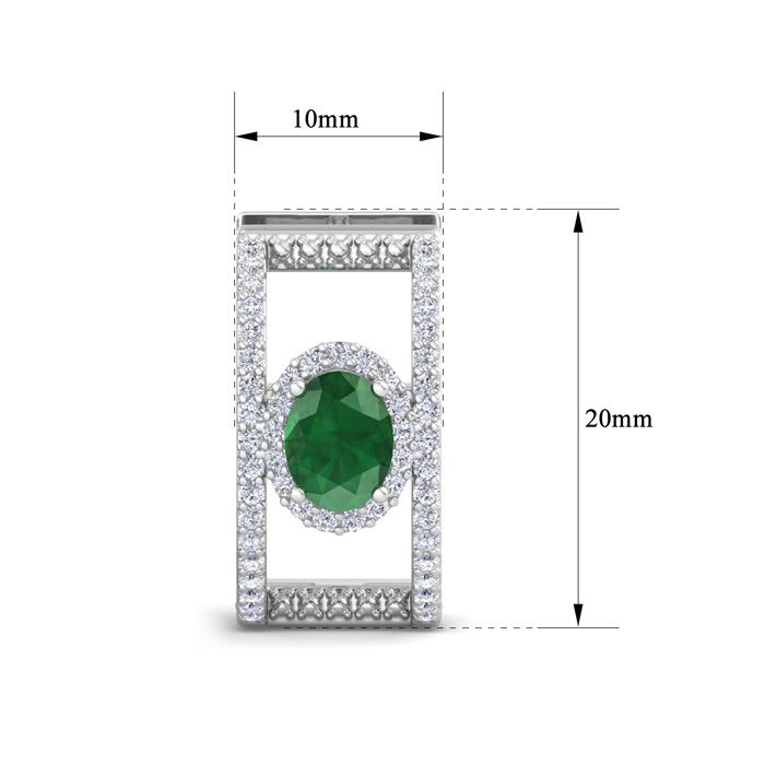 2 1/2 Carat Emerald and Lab Grown Diamond Hoop Earrings In 14 Karat White Gold