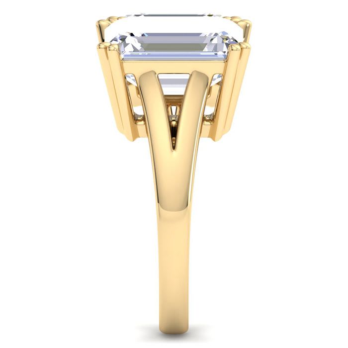 6 Carat Lab Grown Diamond Two Stone Engagement Ring In 14 Karat Yellow Gold, Emerald