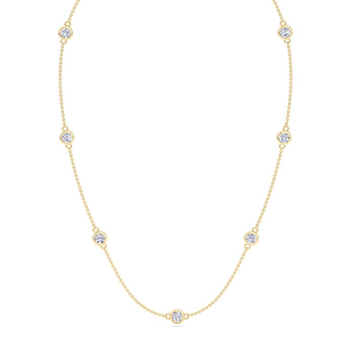 1 3/4 Carat Graduated Lab Grown Diamonds By The Yard Necklace In 14K Yellow Gold, 18 Inches