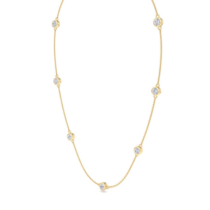 1 3/4 Carat Graduated Lab Grown Diamonds By The Yard Necklace In 14K Yellow Gold, 18 Inches