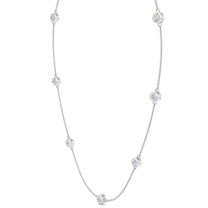 3 1/2 Carat Lab Grown Diamonds By The Yard Necklace In 14K White Gold, 18 Inches