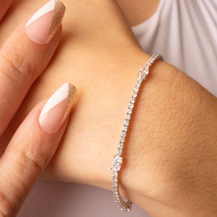 5 Carat Lab Grown Diamond Tennis Bracelet In 14 Karat White Gold, 7 Inches