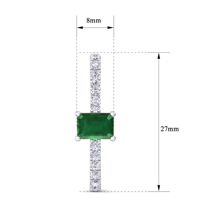 2 1/2 Carat Emerald and Lab Grown Diamond Hoop Earrings In 14 Karat White Gold