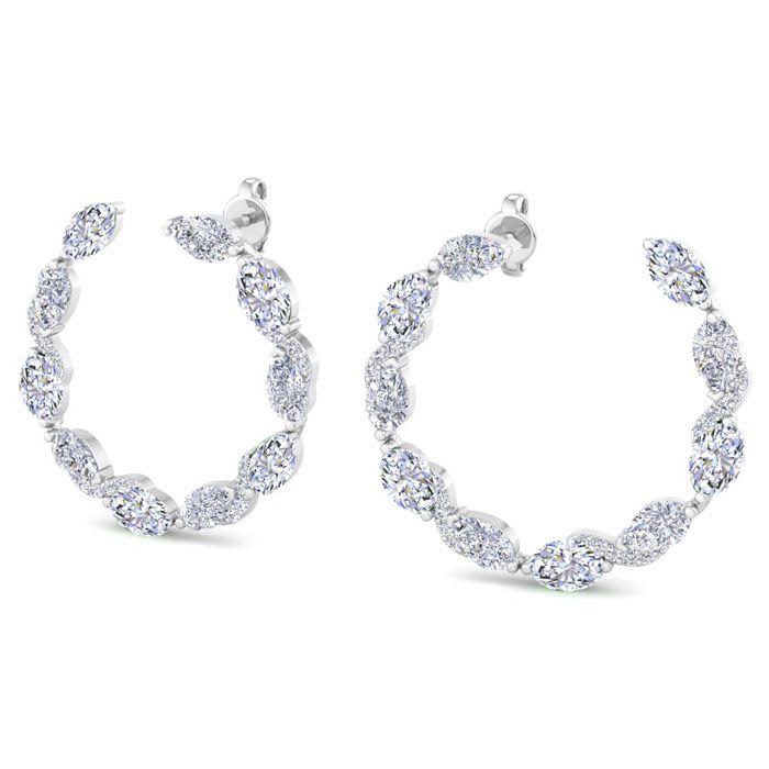 4 3 4 Carat Lab Grown Diamond Hoop Earrings In 14 Karat White Gold 3 4 Inch