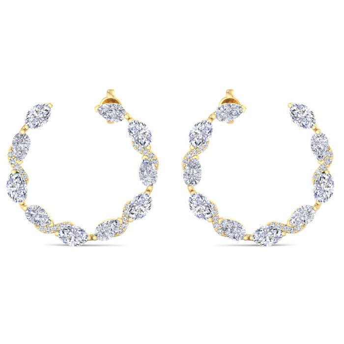 4 3/4 Carat Lab Grown Diamond Hoop Earrings In 14 Karat Yellow Gold, 3/4 Inch
