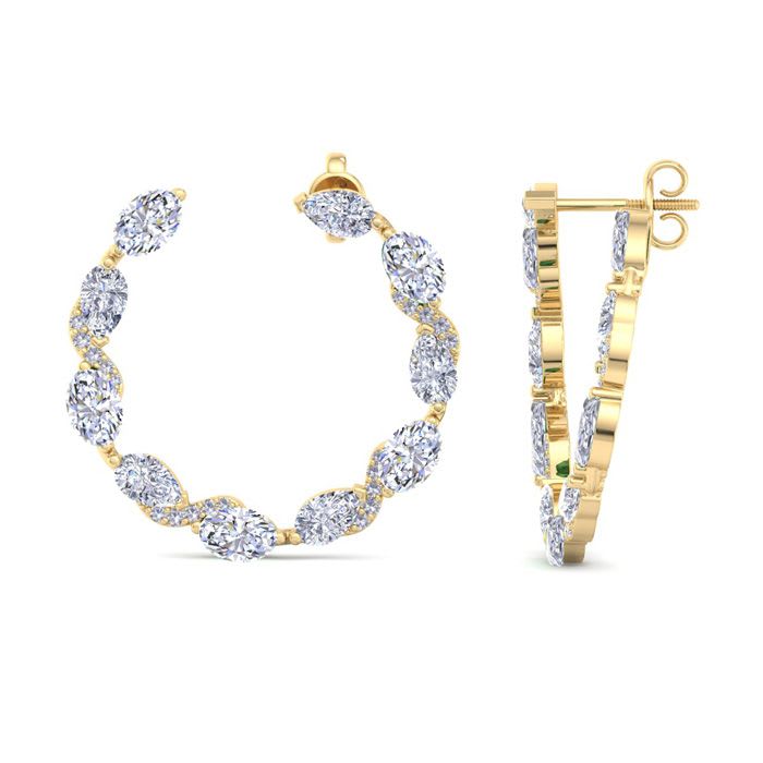 4 3/4 Carat Lab Grown Diamond Hoop Earrings In 14 Karat Yellow Gold, 3/4 Inch