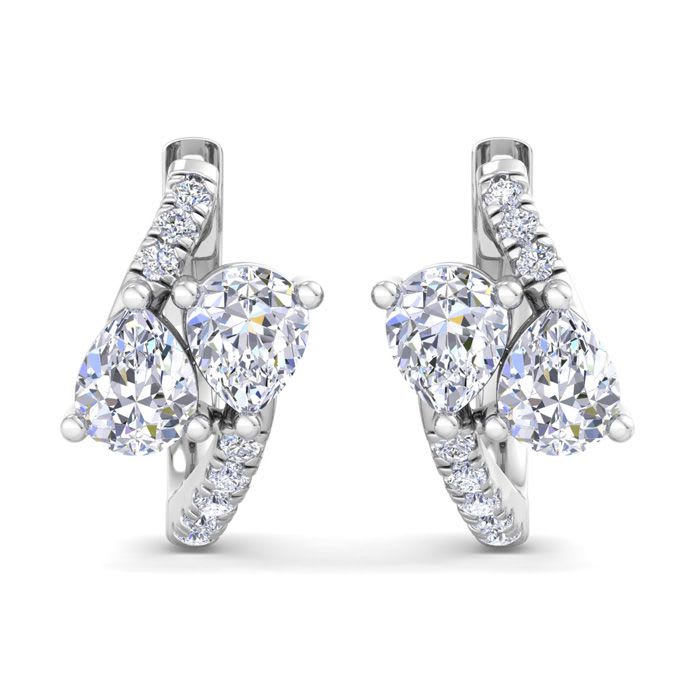 1 1/2 Carat Lab Grown Diamond Hoop Earrings In 14 Karat White Gold, 1/2 Inch