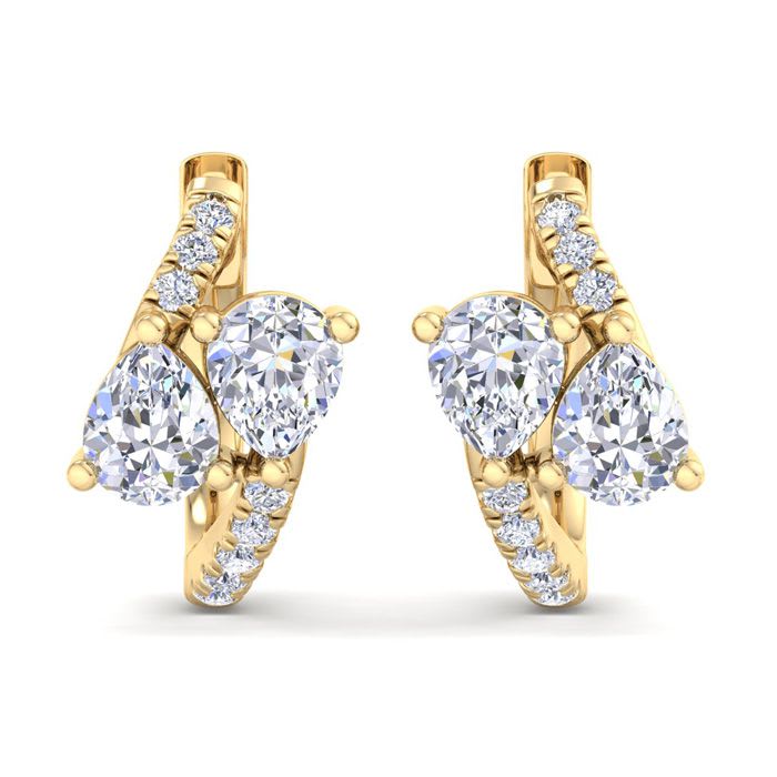 1 1/2 Carat Lab Grown Diamond Hoop Earrings In 14 Karat Yellow Gold, 1/2 Inch