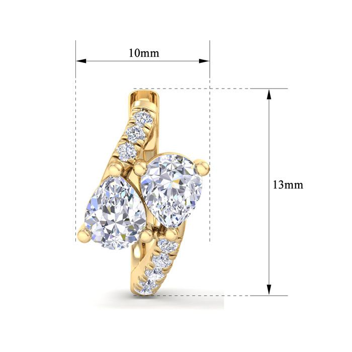 1 1/2 Carat Lab Grown Diamond Hoop Earrings In 14 Karat Yellow Gold, 1/2 Inch