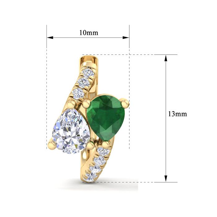 1 1/2 Carat Emerald and Lab Grown Diamond Hoop Earrings In 14 Karat Yellow Gold