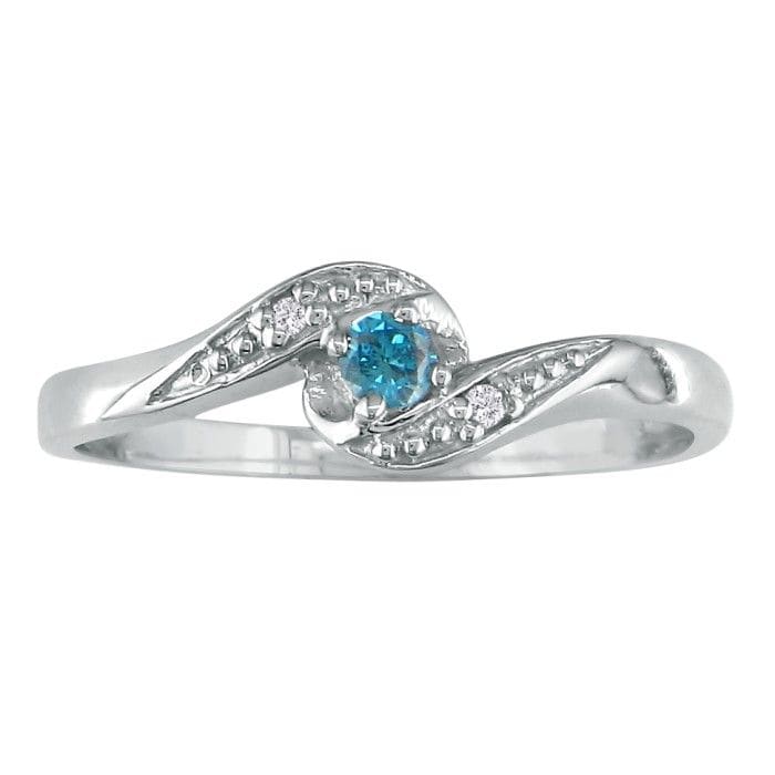 08ct Blue Diamond Promise Ring in White Gold