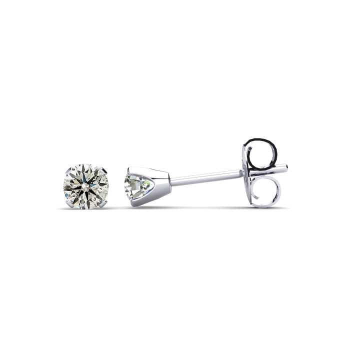 7 Point Colorless Diamond Stud Earrings In 14K White Gold!  Amazing Deal, Fiery Diamonds