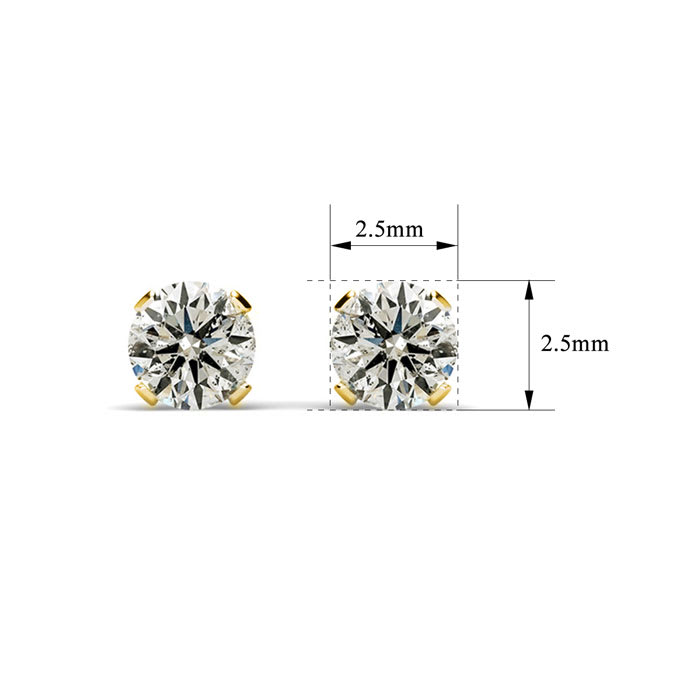 7 Point Colorless Diamond Stud Earrings In 14K Yellow Gold!  Amazing Deal, Fiery Diamonds