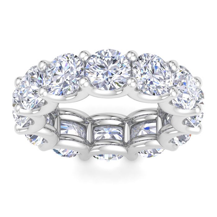 9 Carat Round Lab Grown Diamond Eternity Ring In 14 Karat White Gold, Ring Size 5.5