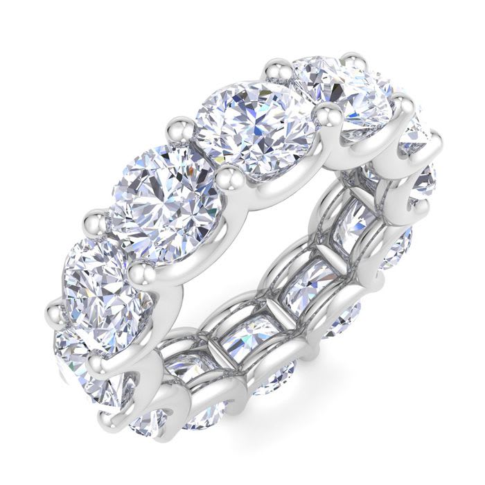 9 Carat Round Lab Grown Diamond Eternity Ring In 14 Karat White Gold, Ring Size 5.5