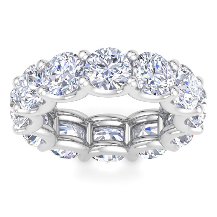 9 Carat Round Lab Grown Diamond Eternity Ring In 14 Karat White Gold, Ring Size 6.5