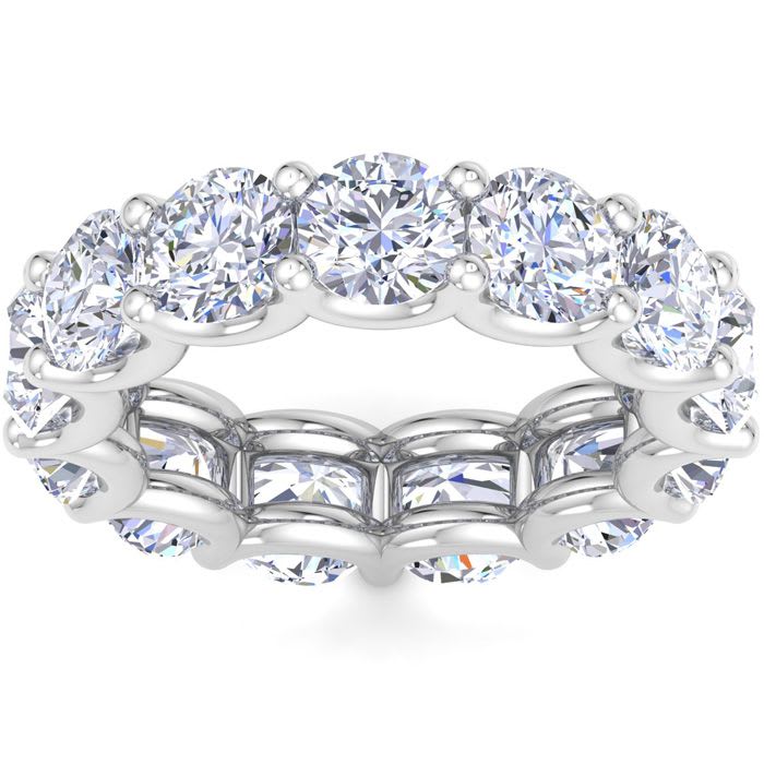 9 3/4 Carat Round Lab Grown Diamond Eternity Ring In 14 Karat White Gold, Ring Size 9