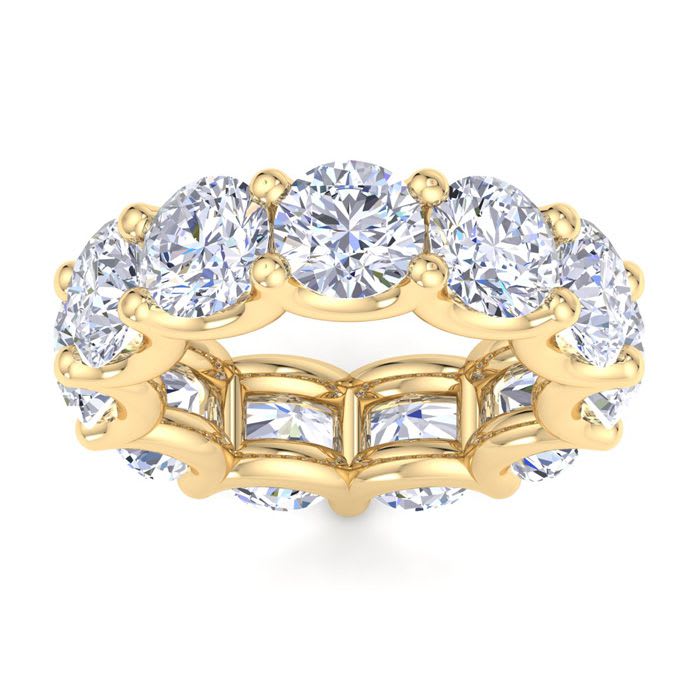 8 1/4 Carat Round Lab Grown Diamond Eternity Ring In 14 Karat Yellow Gold, Ring Size 4