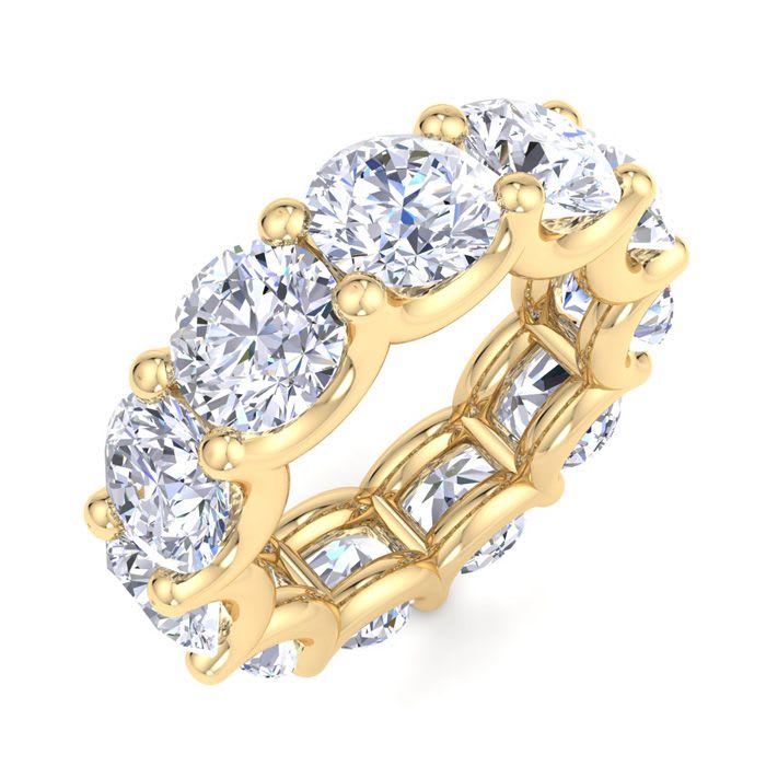 8 1/4 Carat Round Lab Grown Diamond Eternity Ring In 14 Karat Yellow Gold, Ring Size 4