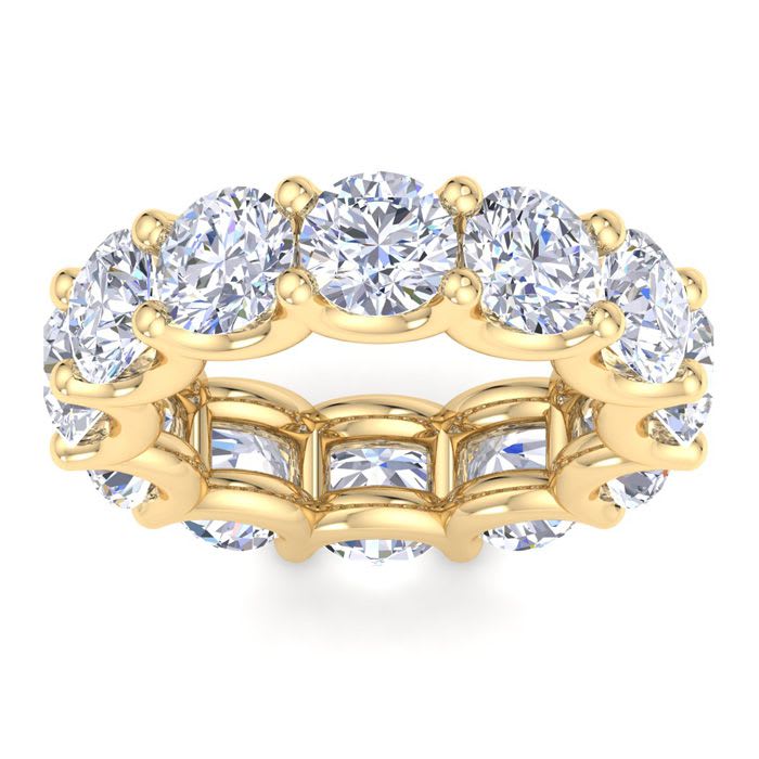 9 Carat Round Lab Grown Diamond Eternity Ring In 14 Karat Yellow Gold, Ring Size 5