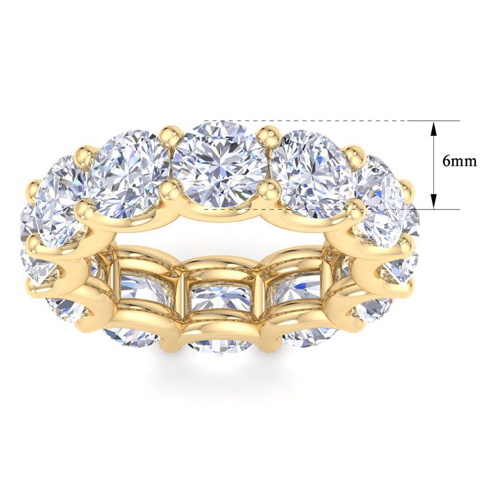 9 Carat Round Lab Grown Diamond Eternity Ring In 14 Karat Yellow Gold, Ring Size 6