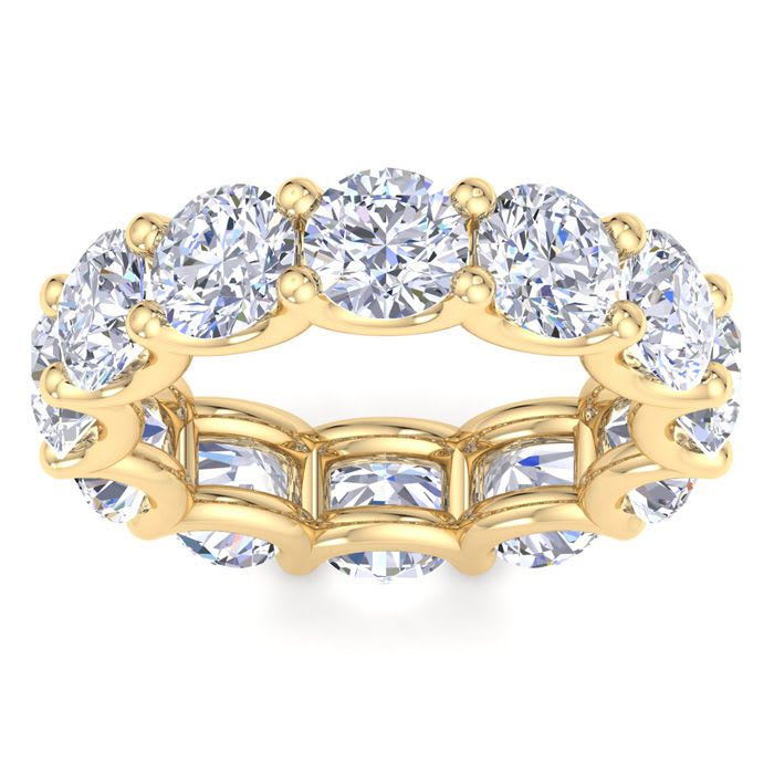 9 Carat Round Lab Grown Diamond Eternity Ring In 14 Karat Yellow Gold, Ring Size 7