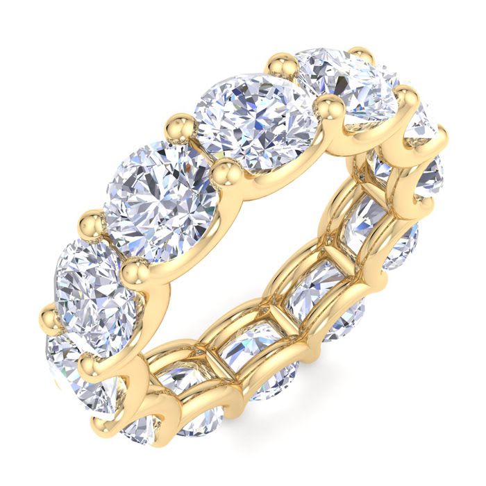 9 Carat Round Lab Grown Diamond Eternity Ring In 14 Karat Yellow Gold, Ring Size 7