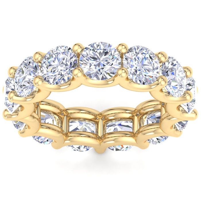 9 3/4 Carat Round Lab Grown Diamond Eternity Ring In 14 Karat Yellow Gold, Ring Size 8