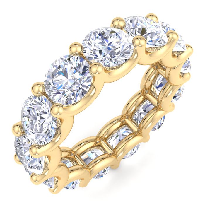 9 3/4 Carat Round Lab Grown Diamond Eternity Ring In 14 Karat Yellow Gold, Ring Size 8