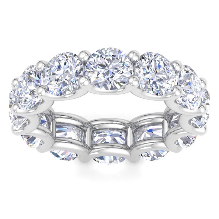 9 3/4 Carat Round Lab Grown Diamond Eternity Ring In Platinum, Ring Size 7.5